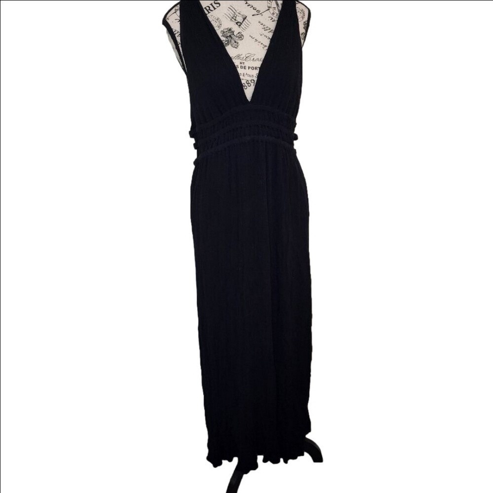 WAYF Surrey Plunging V-Neck Cutout Maxi Dress Blackโ Size XL